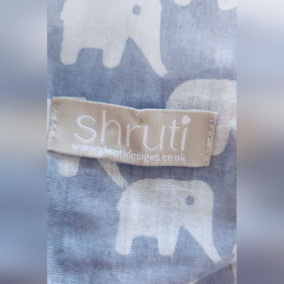 Shruti blue and white elephant print scarf - Picture 2 of 3